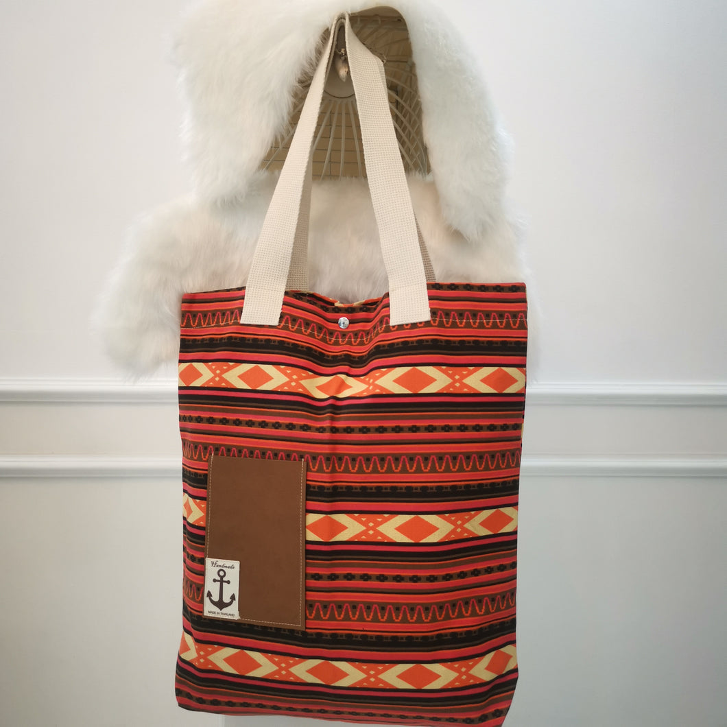 Orange Stripes Handmade Tote Bag